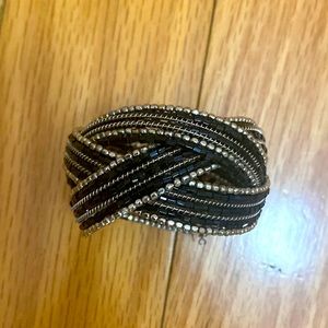 Black and White Sequin Cuff Bracelet